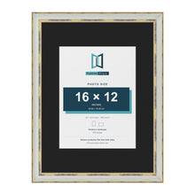Cassis Light Grey 24 x 18 inch picture frame with a black mount for a 16 x 12 inch photo