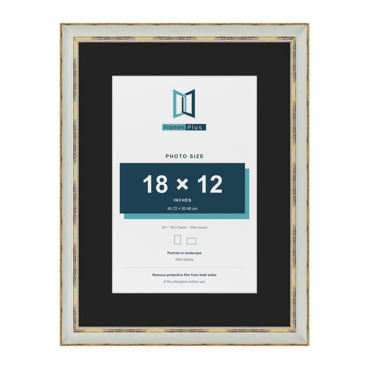 Cassis Light Grey 24 x 18 inch picture frame with a black mount for an 18 x 12 inch photo