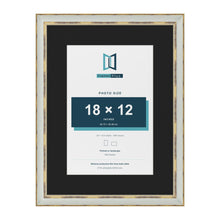 Cassis Light Grey 24 x 18 inch picture frame with a black mount for an 18 x 12 inch photo