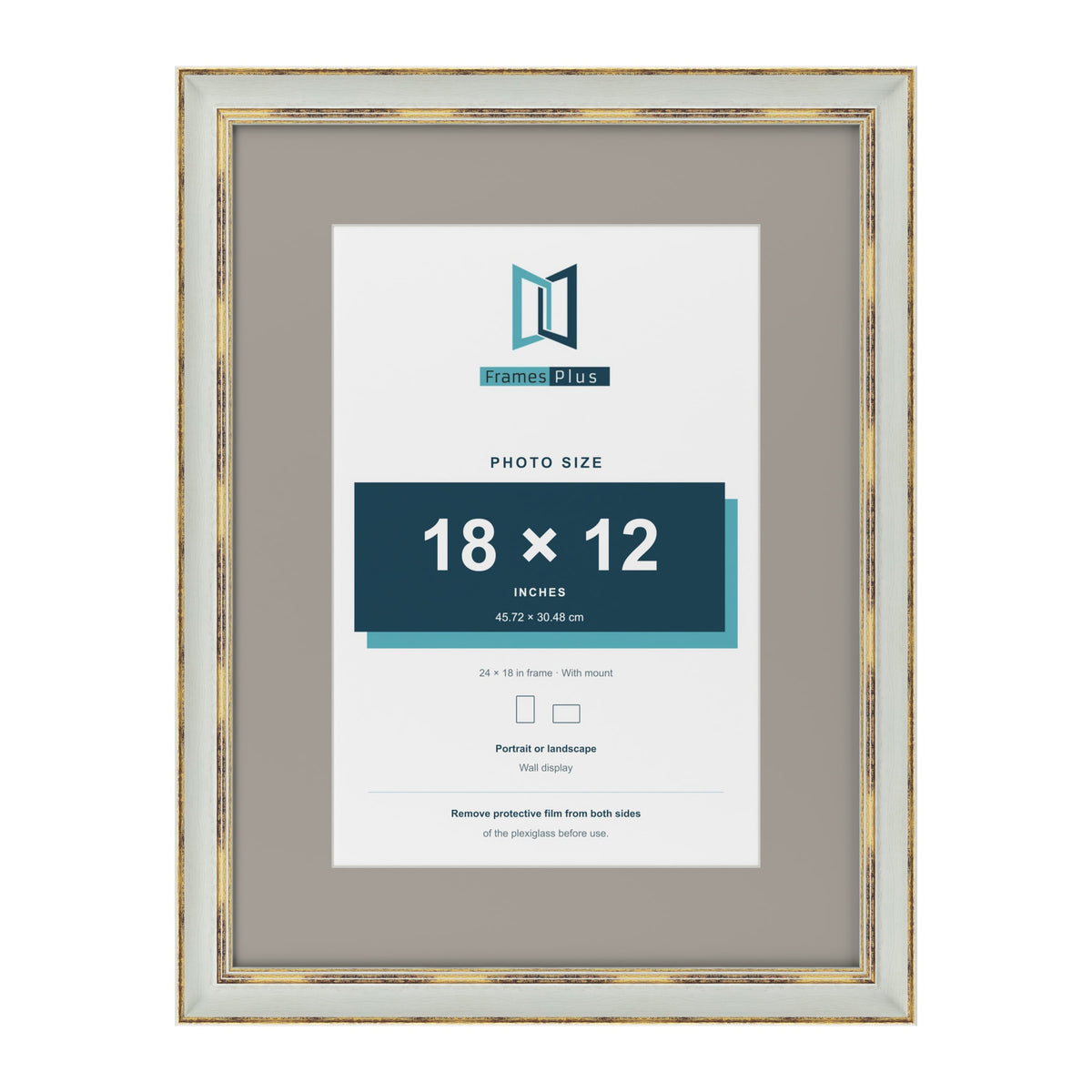 Cassis Light Grey 24 x 18 inch picture frame with a dawn grey mount for an 18 x 12 inch photo