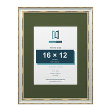 Cassis Light Grey 24 x 18 inch picture frame with a green mount for a 16 x 12 inch photo
