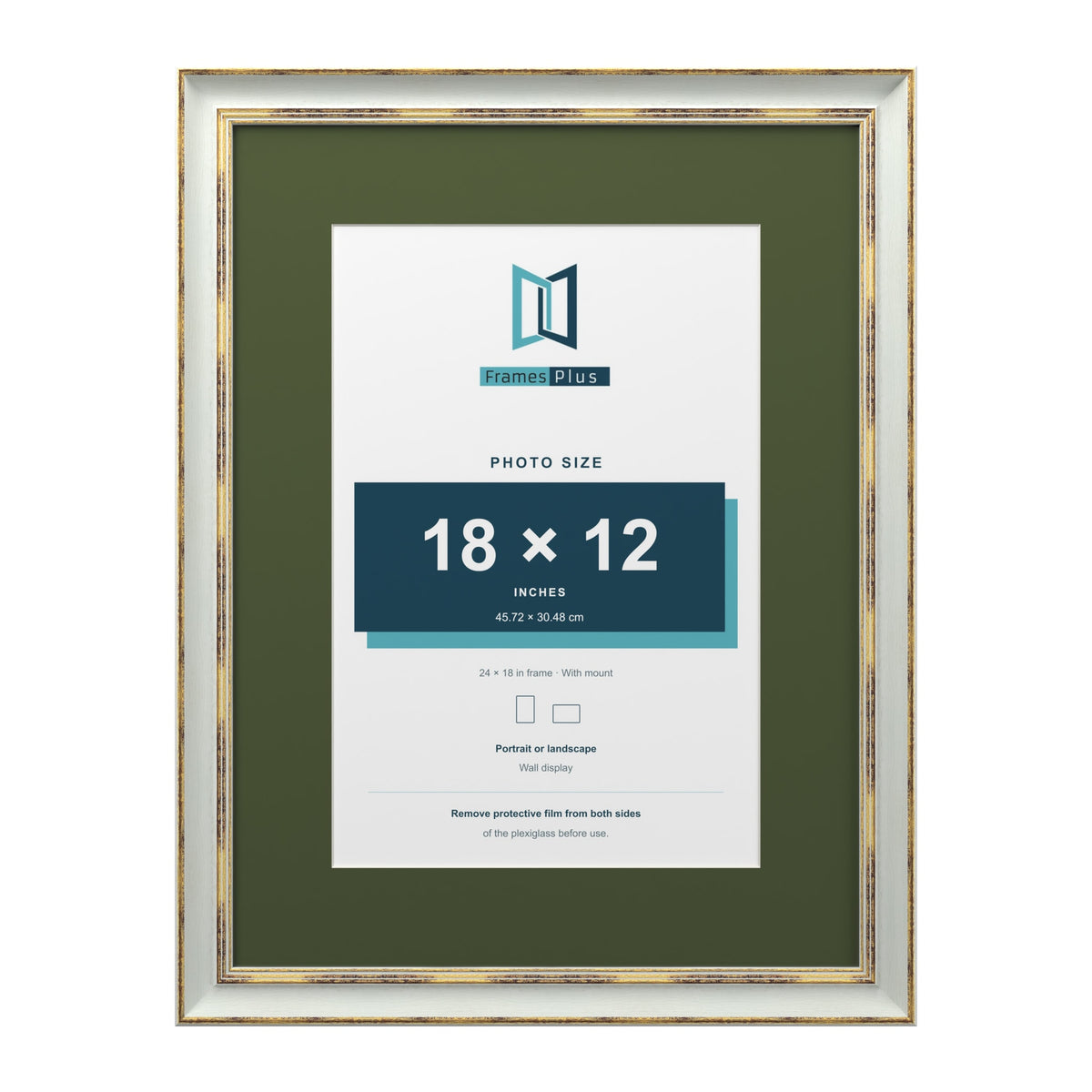 Cassis Light Grey 24 x 18 inch picture frame with a green mount for an 18 x 12 inch photo