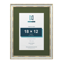 Cassis Light Grey 24 x 18 inch picture frame with a green mount for an 18 x 12 inch photo