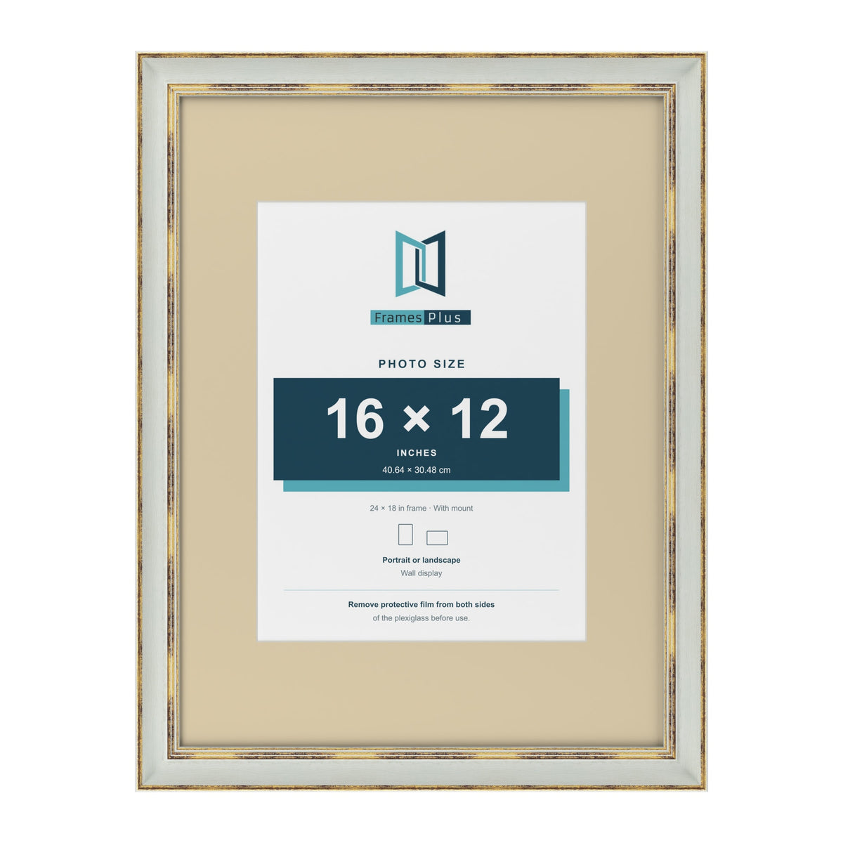 Cassis Light Grey 24 x 18 inch picture frame with an ivory mount for a 16 x 12 inch photo