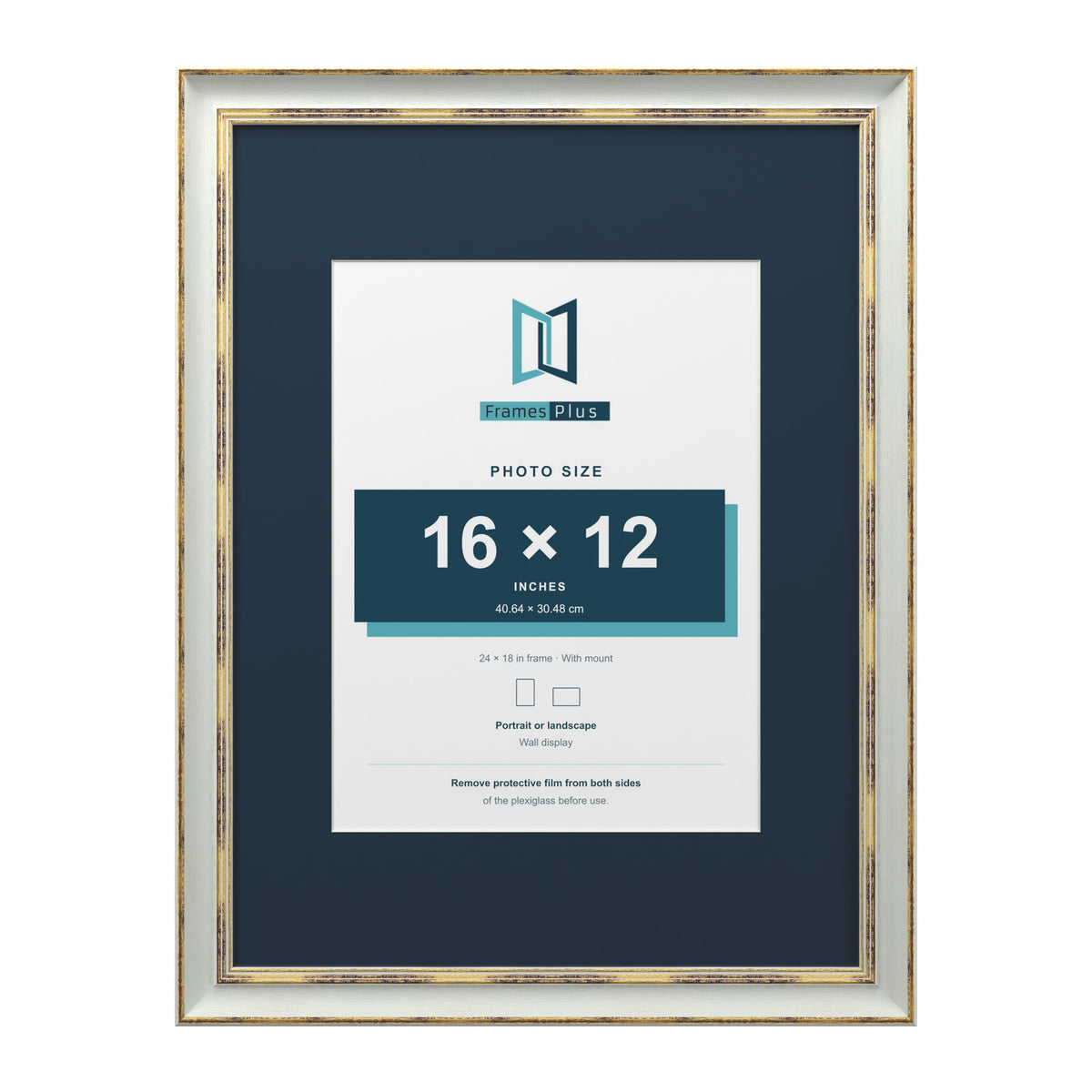 Cassis Light Grey 24 x 18 inch picture frame with a pacific blue mount for a 16 x 12 inch photo