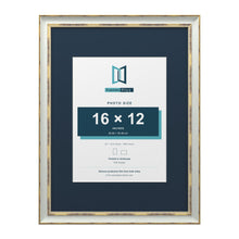 Cassis Light Grey 24 x 18 inch picture frame with a pacific blue mount for a 16 x 12 inch photo