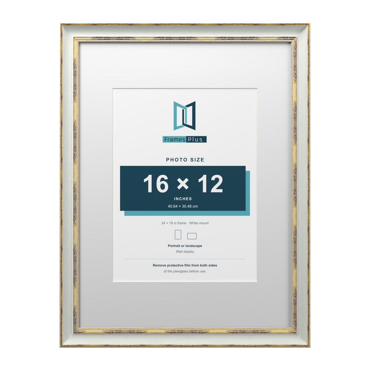 Cassis Light Grey 24 x 18 inch picture frame with a white mount for a 16 x 12 inch photo