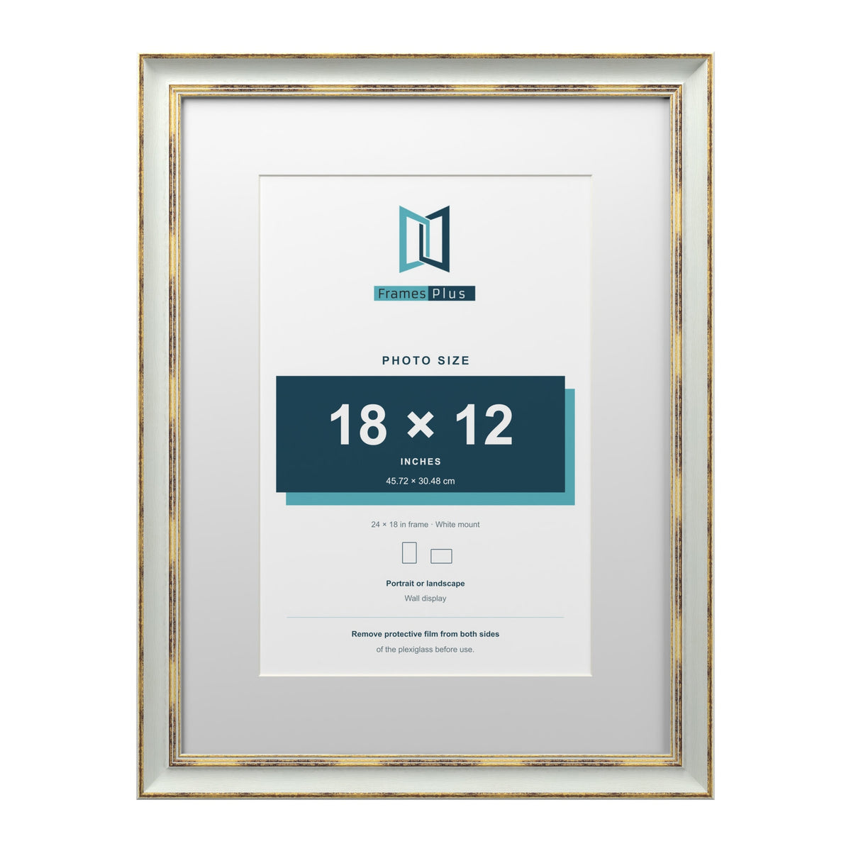 Cassis Light Grey 24 x 18 inch picture frame with a white mount for an 18 x 12 inch photo