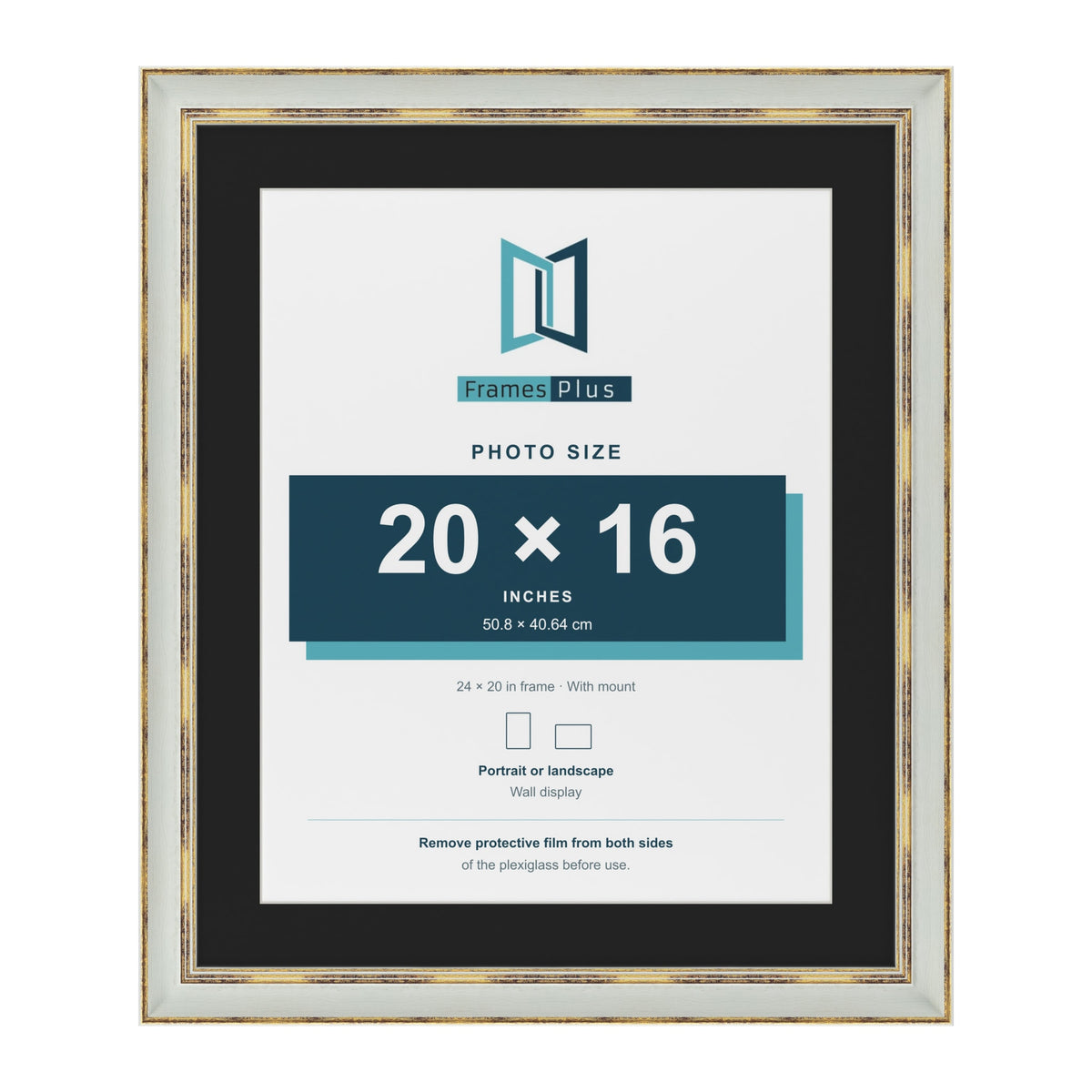 Cassis Light Grey 24 x 20 inch picture frame with a black mount for a 20 x 16 inch photo