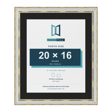 Cassis Light Grey 24 x 20 inch picture frame with a black mount for a 20 x 16 inch photo