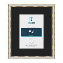 Cassis Light Grey 24 x 20 inch picture frame with a black mount for an A3 photo