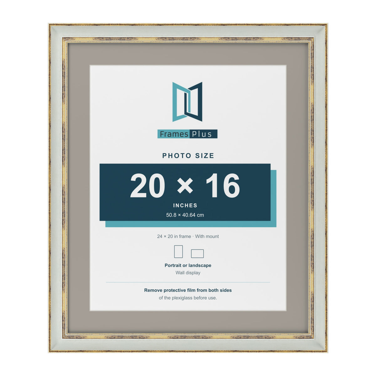 Cassis Light Grey 24 x 20 inch picture frame with a dawn grey mount for a 20 x 16 inch photo