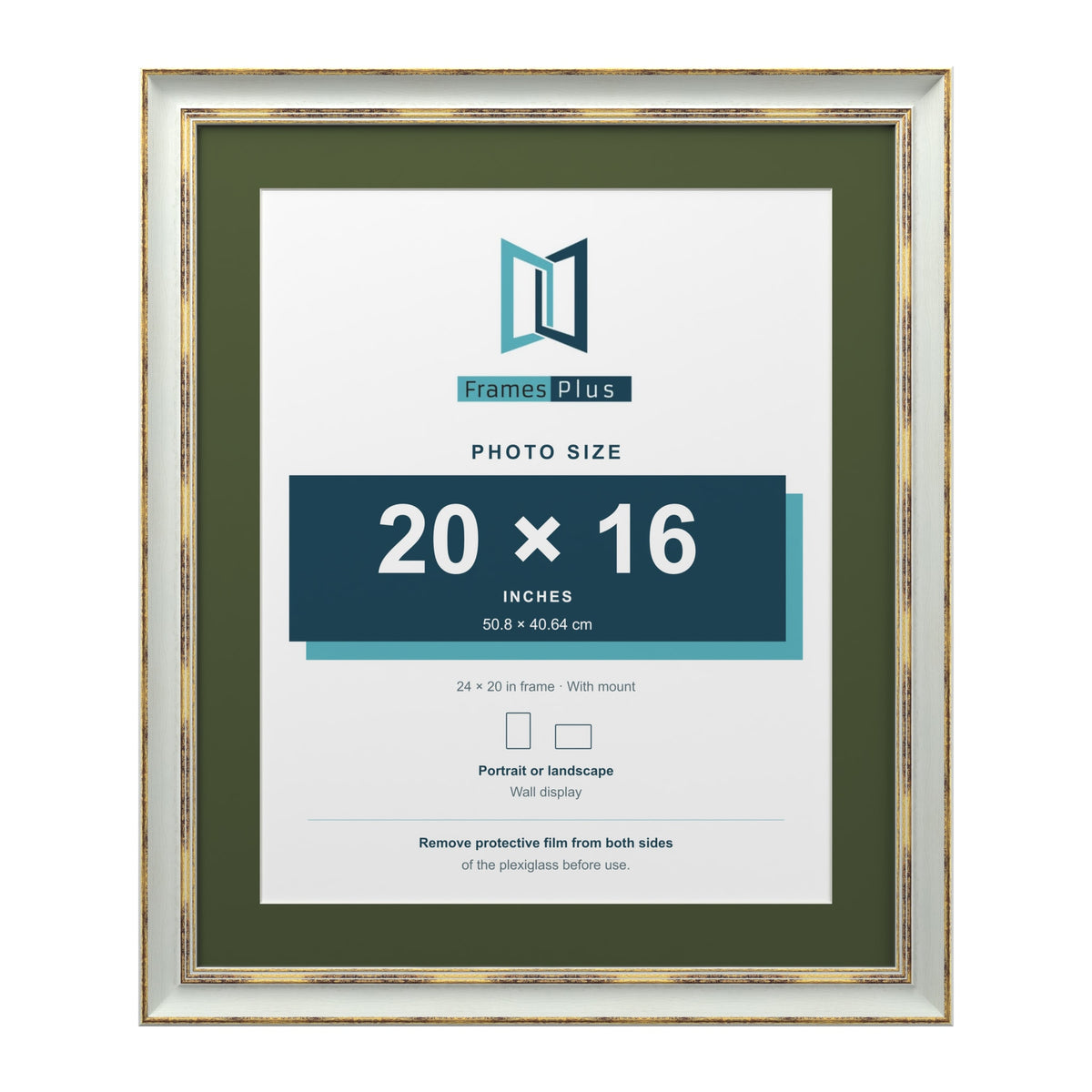 Cassis Light Grey 24 x 20 inch picture frame with a green mount for a 20 x 16 inch photo