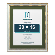 Cassis Light Grey 24 x 20 inch picture frame with a green mount for a 20 x 16 inch photo