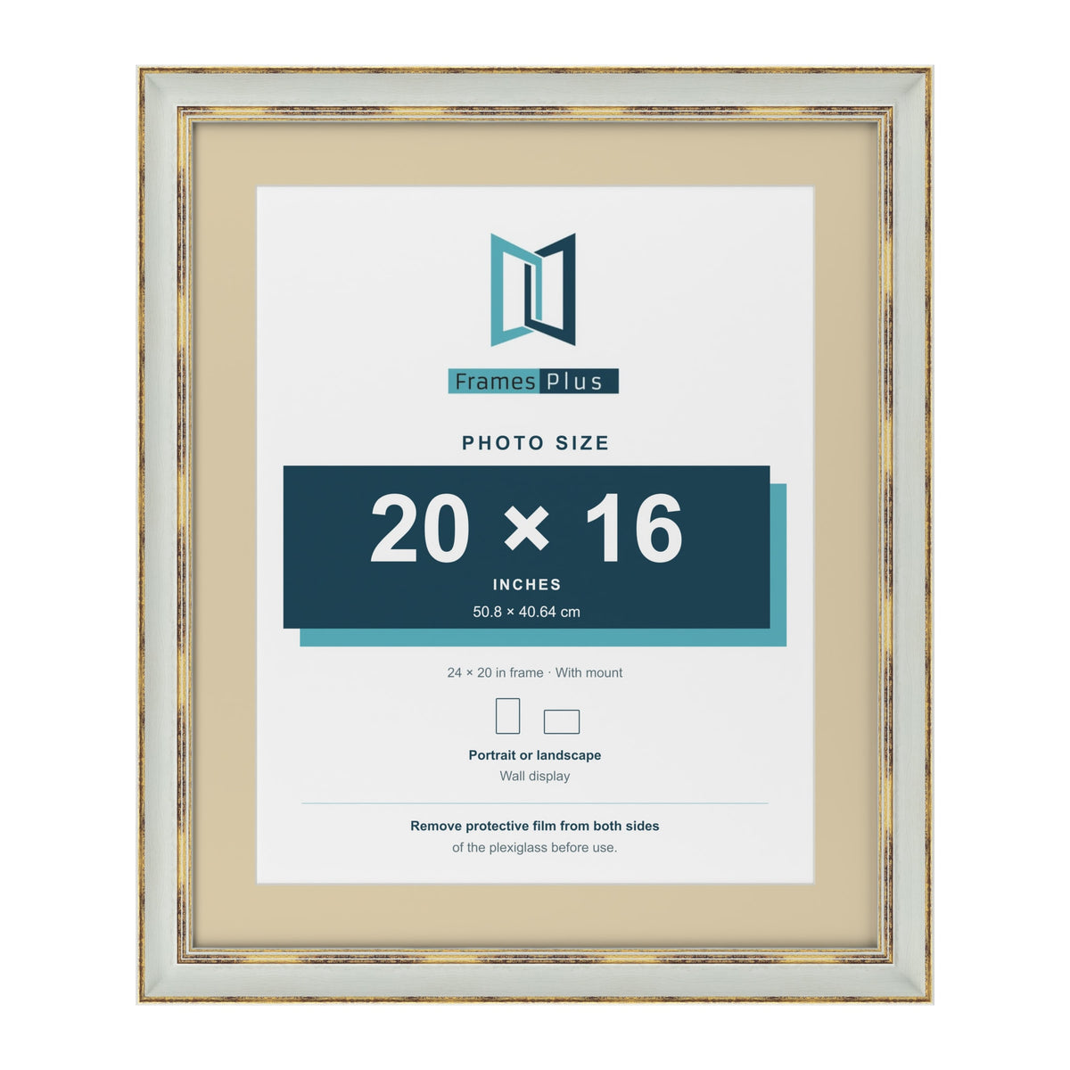Cassis Light Grey 24 x 20 inch picture frame with an ivory mount for a 20 x 16 inch photo