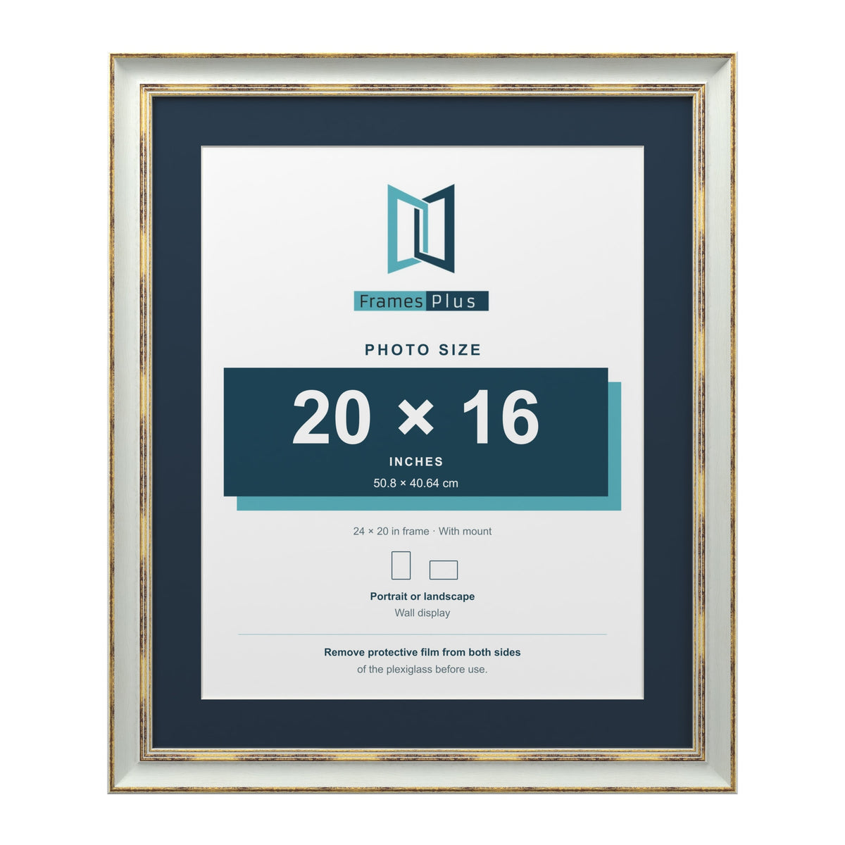 Cassis Light Grey 24 x 20 inch picture frame with a pacific blue mount for a 20 x 16 inch photo