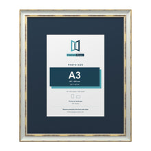Cassis Light Grey 24 x 20 inch picture frame with a pacific blue mount for an A3 photo