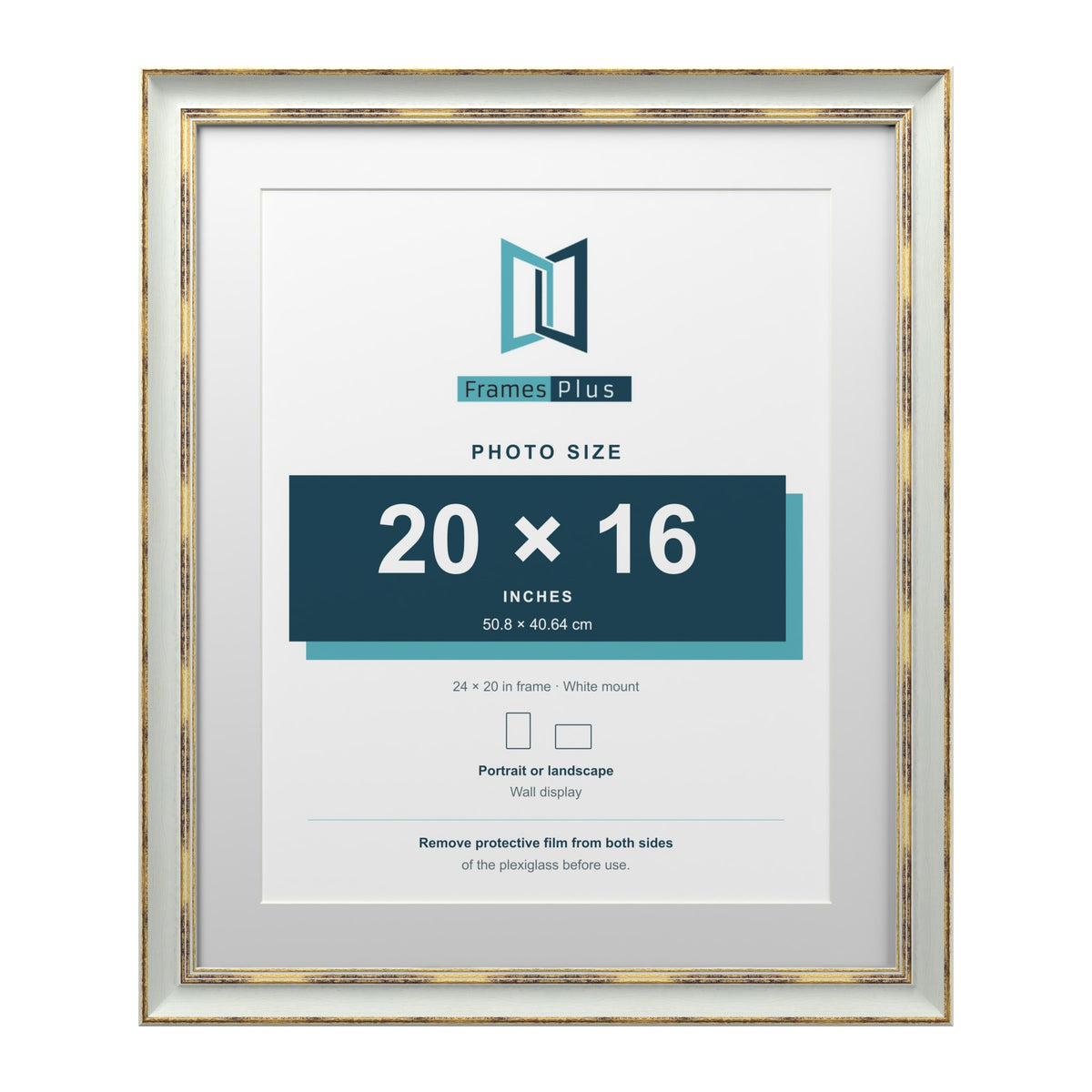Cassis Light Grey 24 x 20 inch picture frame with a white mount for a 20 x 16 inch photo