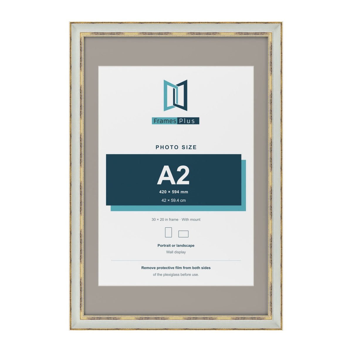 Cassis Light Grey 30 x 20 inch picture frame with a dawn grey mount for an A2 photo