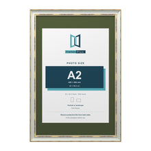 Cassis Light Grey 30 x 20 inch picture frame with a green mount for an A2 photo