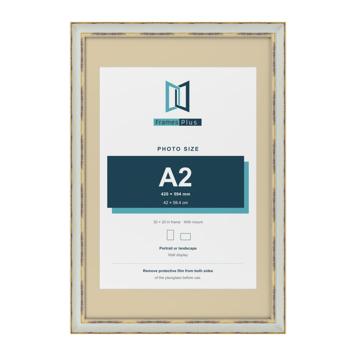 Cassis Light Grey 30 x 20 inch picture frame with an ivory mount for an A2 photo