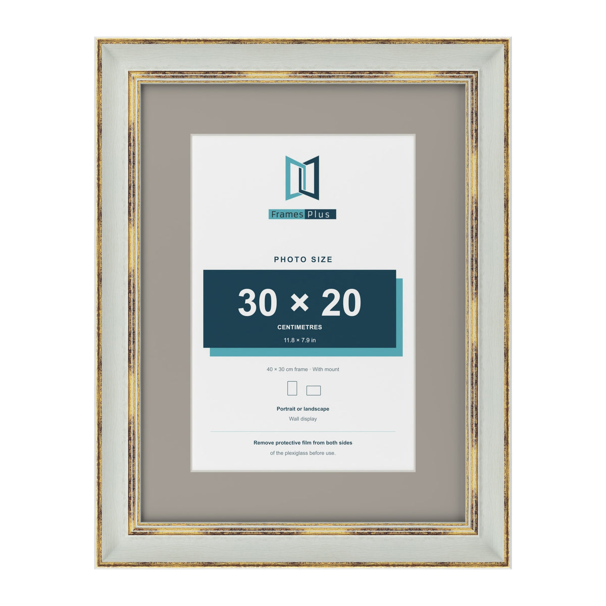 Cassis Light Grey 40 x 30 cm picture frame with a dawn grey mount for a 30 x 20 cm photo