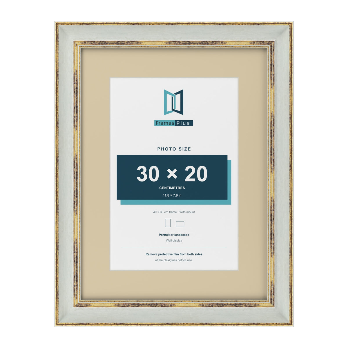 Cassis Light Grey 40 x 30 cm picture frame with an ivory mount for a 30 x 20 cm photo