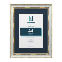 Cassis Light Grey 40 x 30 cm picture frame with a pacific blue mount for an A4 photo