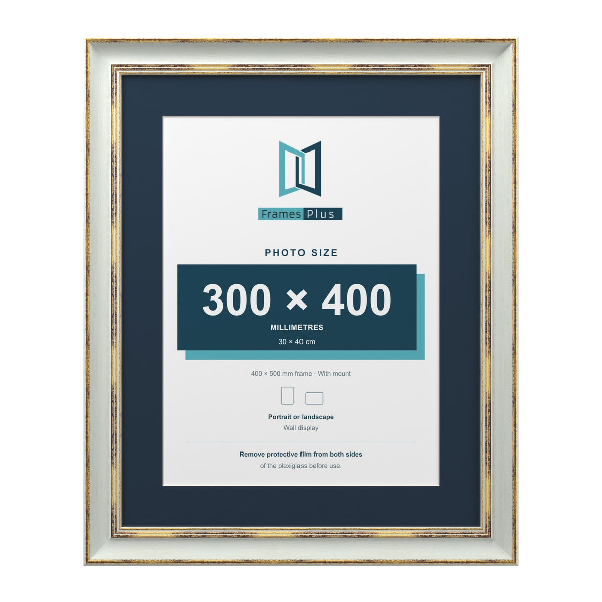 Cassis Light Grey 50 x 40 cm picture frame with a pacific blue mount for a 40 x 30 cm photo
