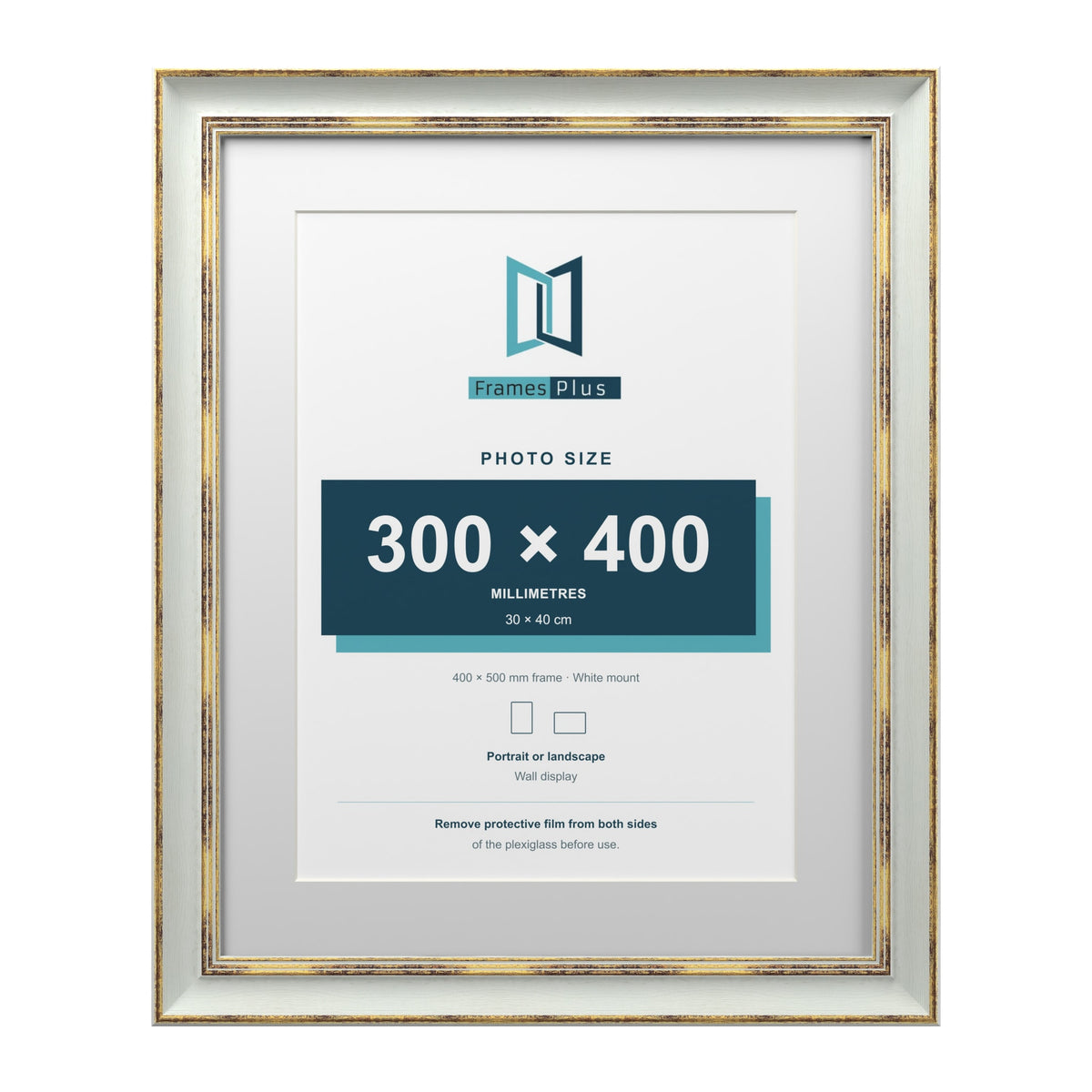 Cassis Light Grey 50 x 40 cm picture frame with a white mount for a 40 x 30 cm photo