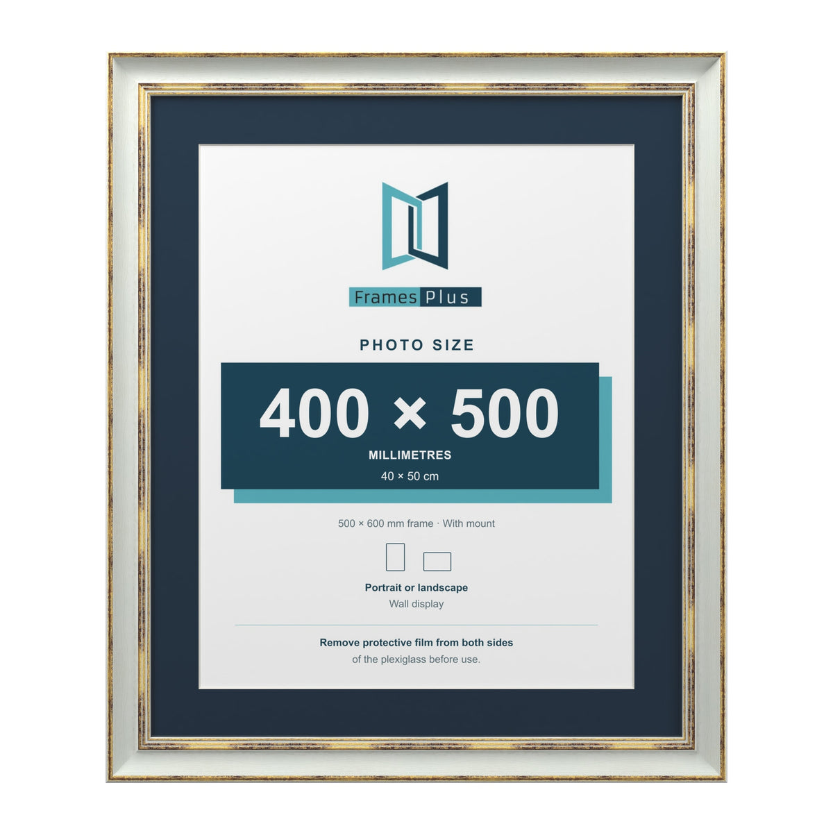 Cassis Light Grey 60 x 50 cm picture frame with a pacific blue mount for a 50 x 40 cm photo