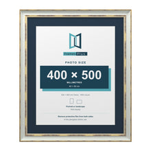 Cassis Light Grey 60 x 50 cm picture frame with a pacific blue mount for a 50 x 40 cm photo