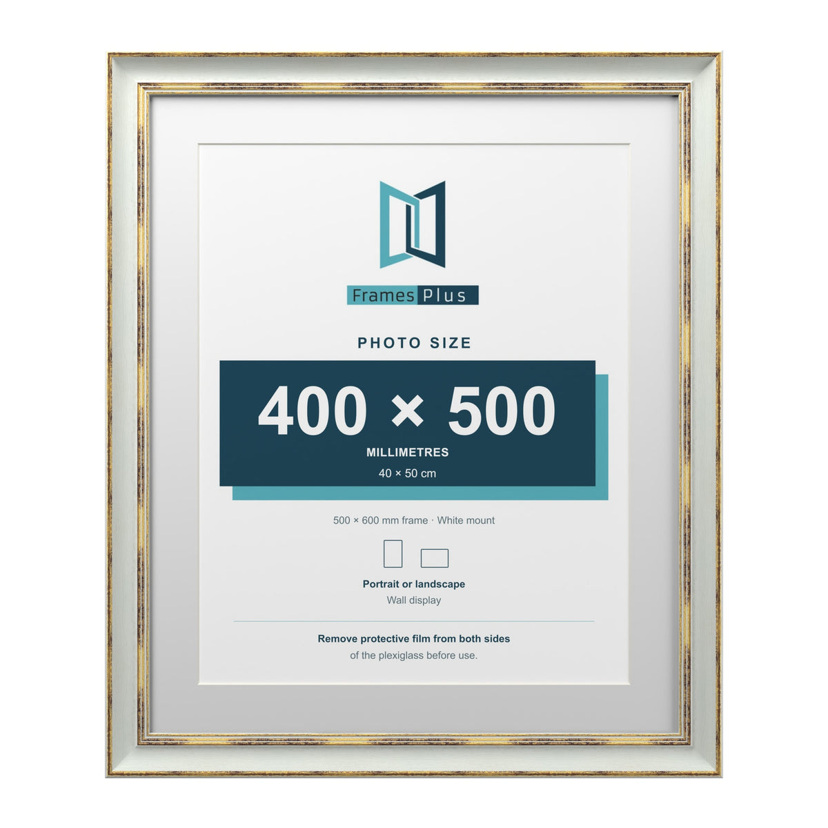 Cassis Light Grey 60 x 50 cm picture frame with a white mount for a 50 x 40 cm photo