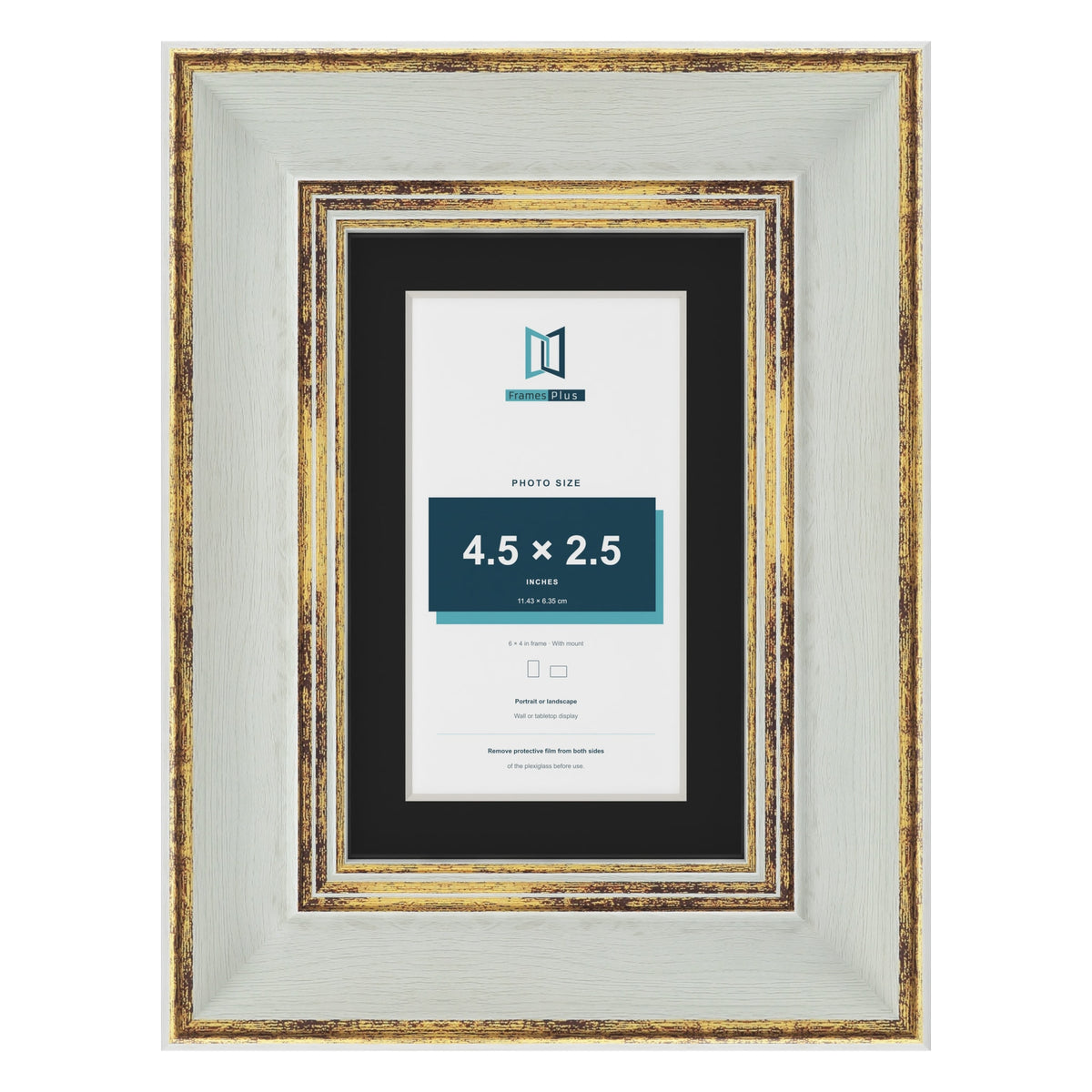 Cassis Light Grey 6 x 4 inch picture frame with a black mount for a 4.5 x 2.5 inch photo