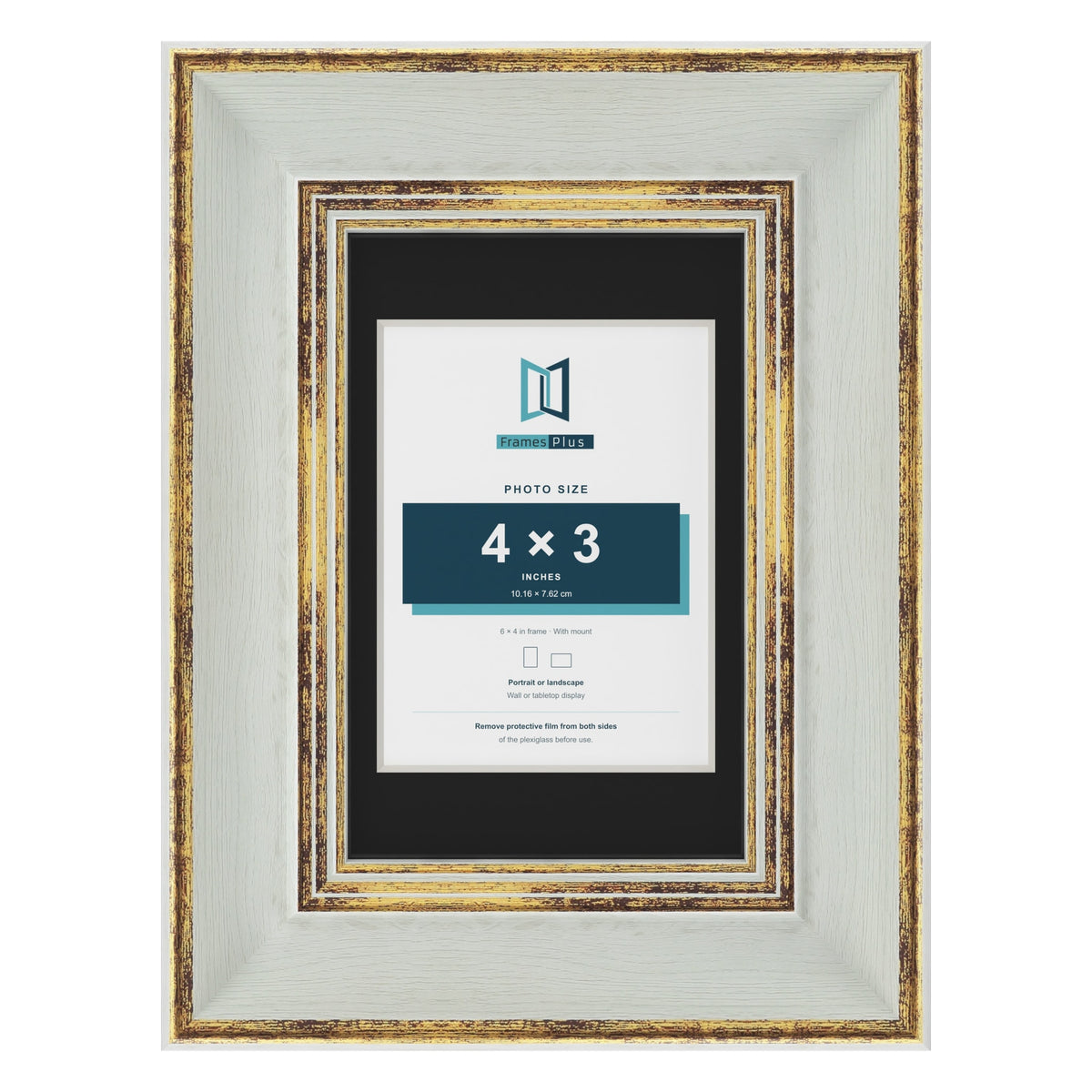 Cassis Light Grey 6 x 4 inch picture frame with a black mount for a 4 x 3 inch photo