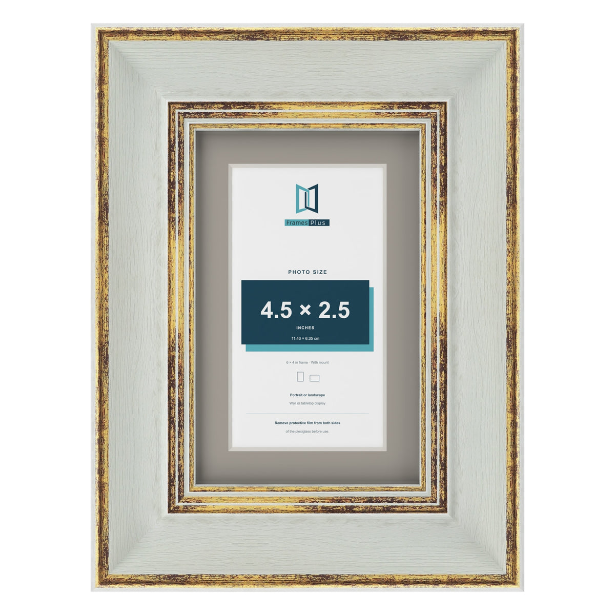 Cassis Light Grey 6 x 4 inch picture frame with a dawn grey mount for a 4.5 x 2.5 inch photo