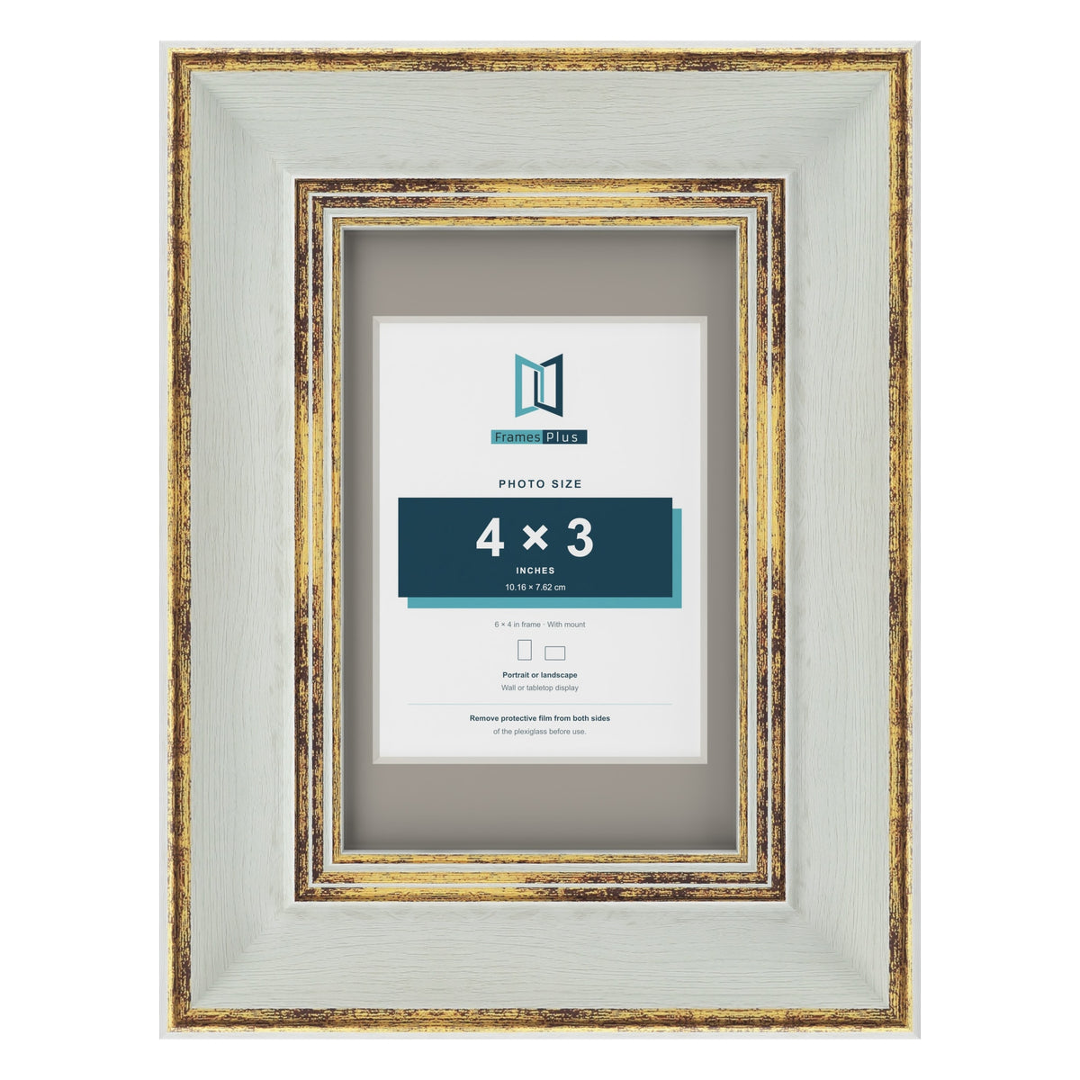 Cassis Light Grey 6 x 4 inch picture frame with a dawn grey mount for a 4 x 3 inch photo