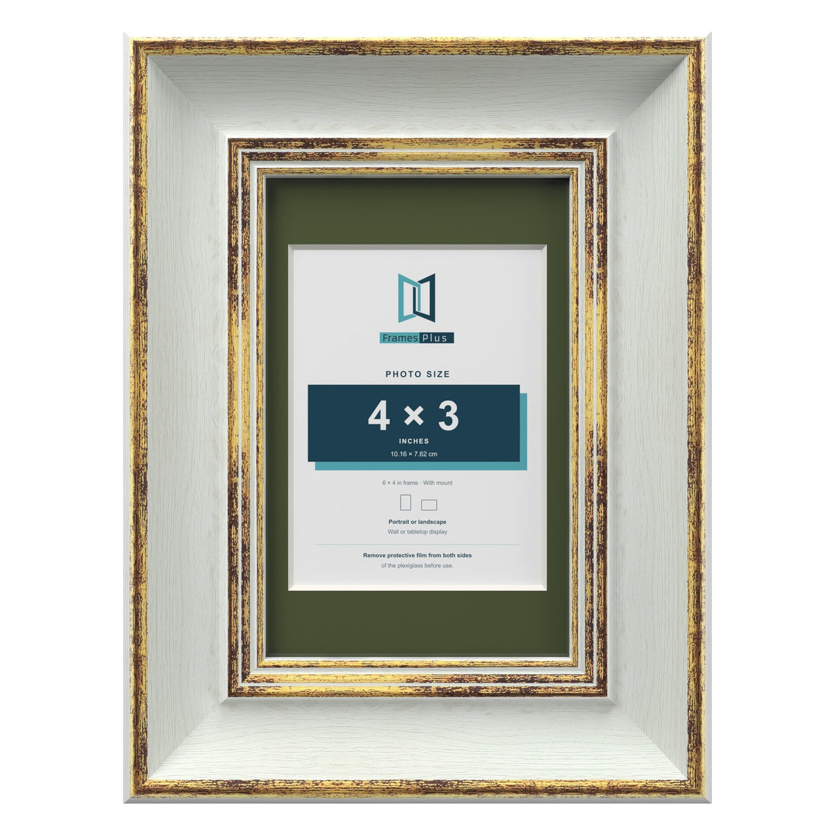 Cassis Light Grey 6 x 4 inch picture frame with a green mount for a 4 x 3 inch photo