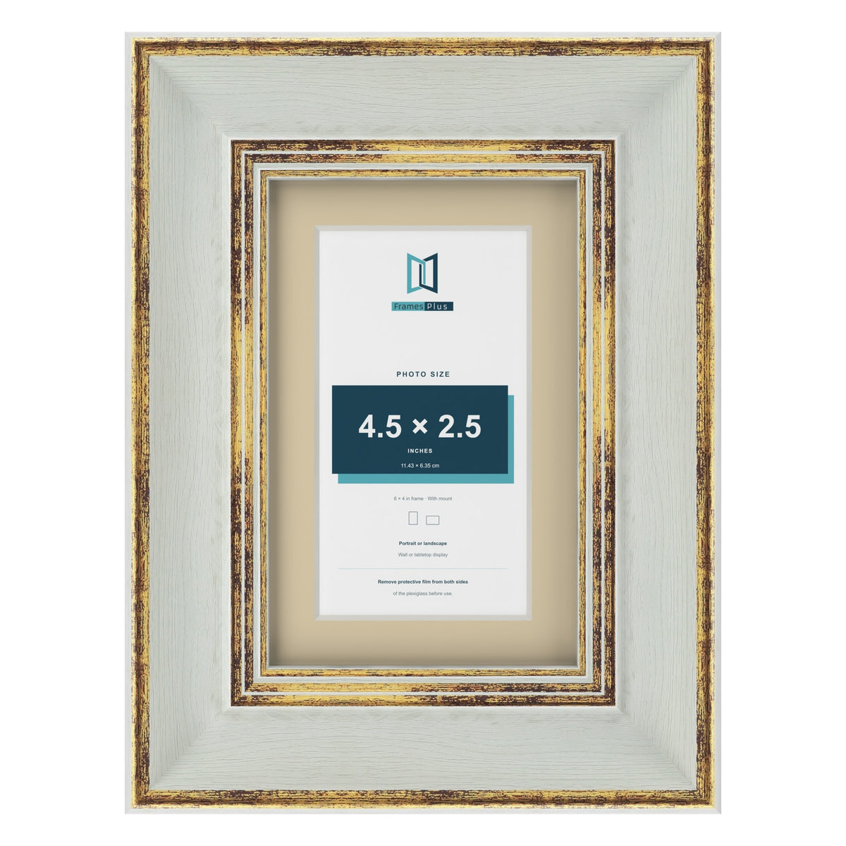 Cassis Light Grey 6 x 4 inch picture frame with an ivory mount for a 4.5 x 2.5 inch photo
