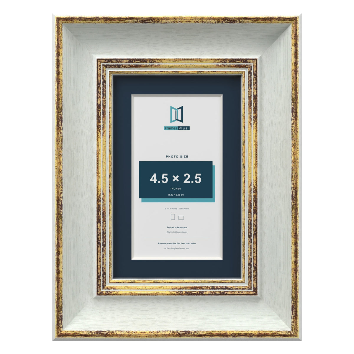 Cassis Light Grey 6 x 4 inch picture frame with a pacific blue mount for a 4.5 x 2.5 inch photo