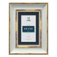 Cassis Light Grey 6 x 4 inch picture frame with a pacific blue mount for a 4.5 x 2.5 inch photo
