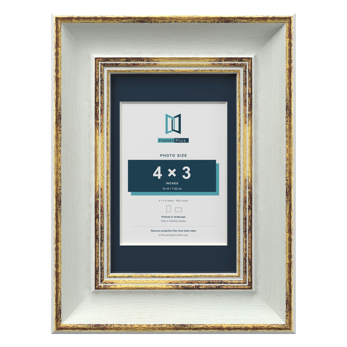 Cassis Light Grey 6 x 4 inch picture frame with a pacific blue mount for a 4 x 3 inch photo