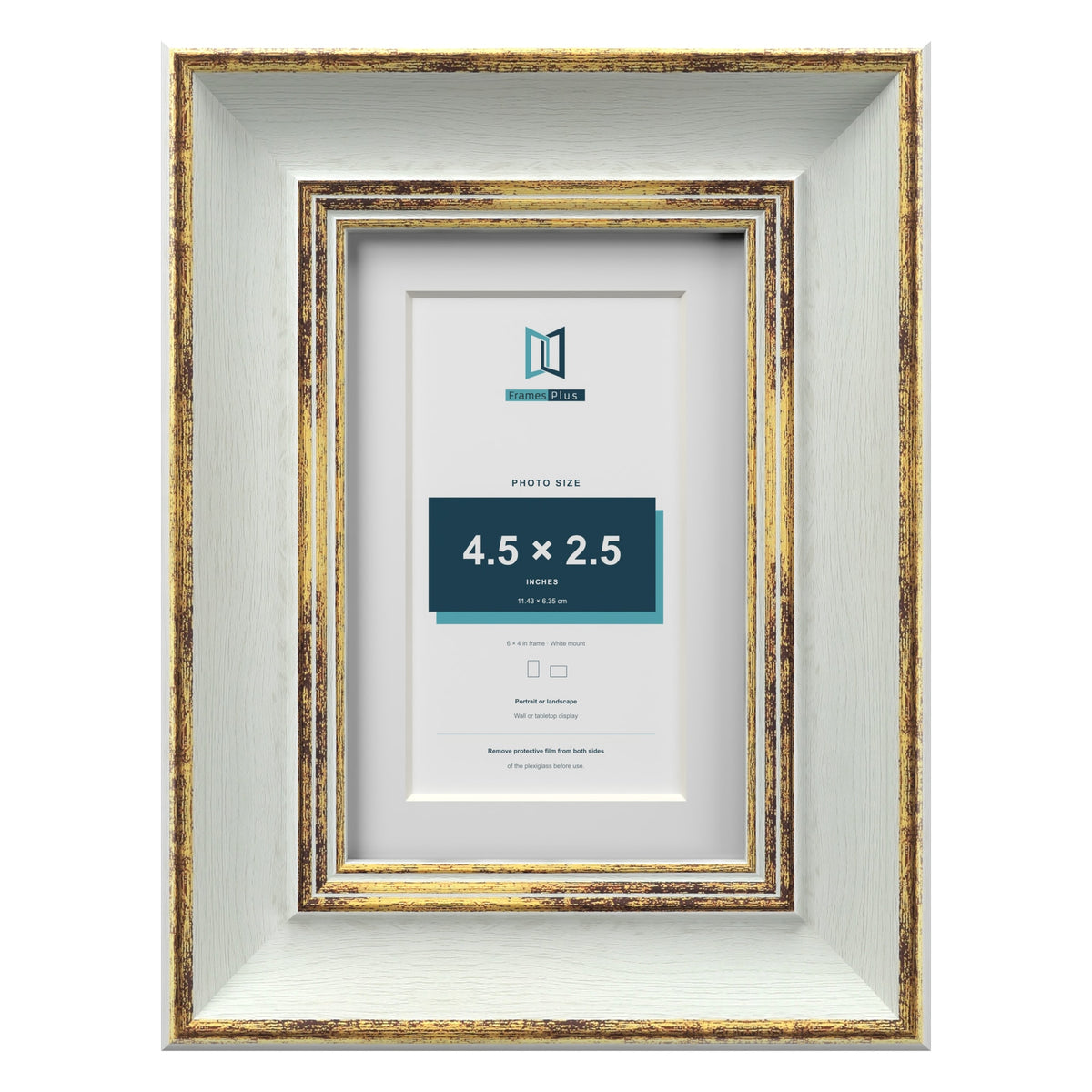 Cassis Light Grey 6 x 4 inch picture frame with a white mount for a 4.5 x 2.5 inch photo