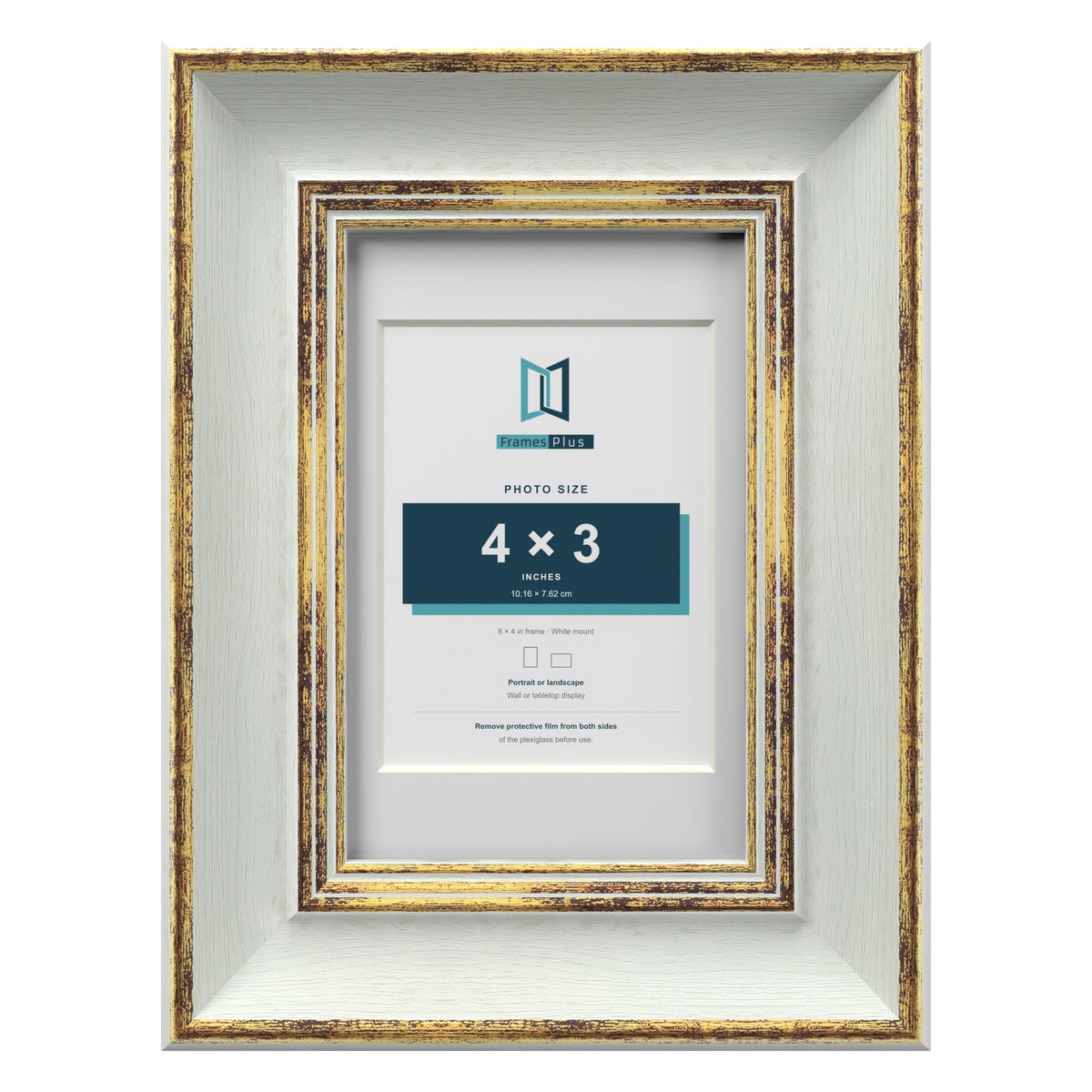 Cassis Light Grey 6 x 4 inch picture frame with a white mount for a 4 x 3 inch photo
