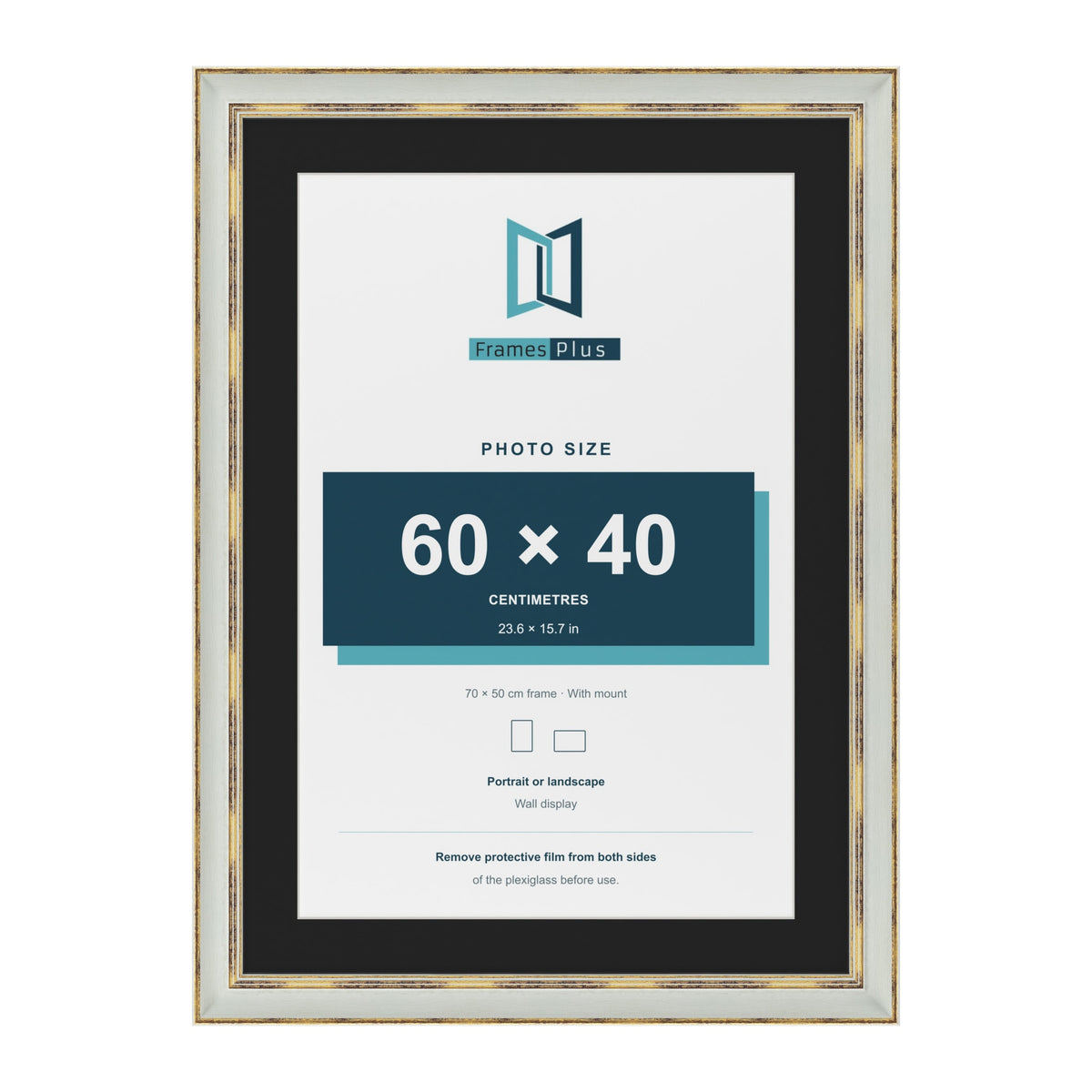 Cassis Light Grey 70 x 50 cm picture frame with a black mount for a 60 x 40 cm photo