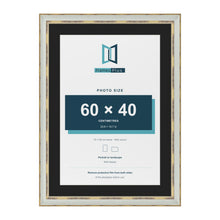 Cassis Light Grey 70 x 50 cm picture frame with a black mount for a 60 x 40 cm photo