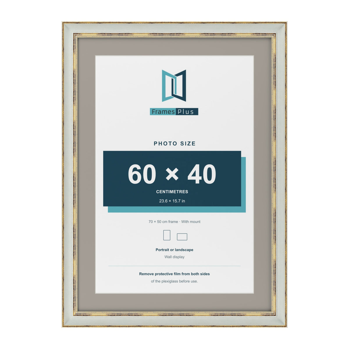 Cassis Light Grey 70 x 50 cm picture frame with a dawn grey mount for a 60 x 40 cm photo