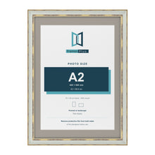 Cassis Light Grey 70 x 50 cm picture frame with a dawn grey mount for an A2 photo