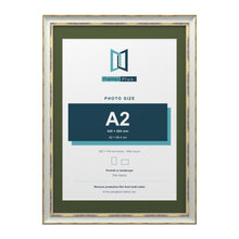 Cassis Light Grey 70 x 50 cm picture frame with a green mount for an A2 photo