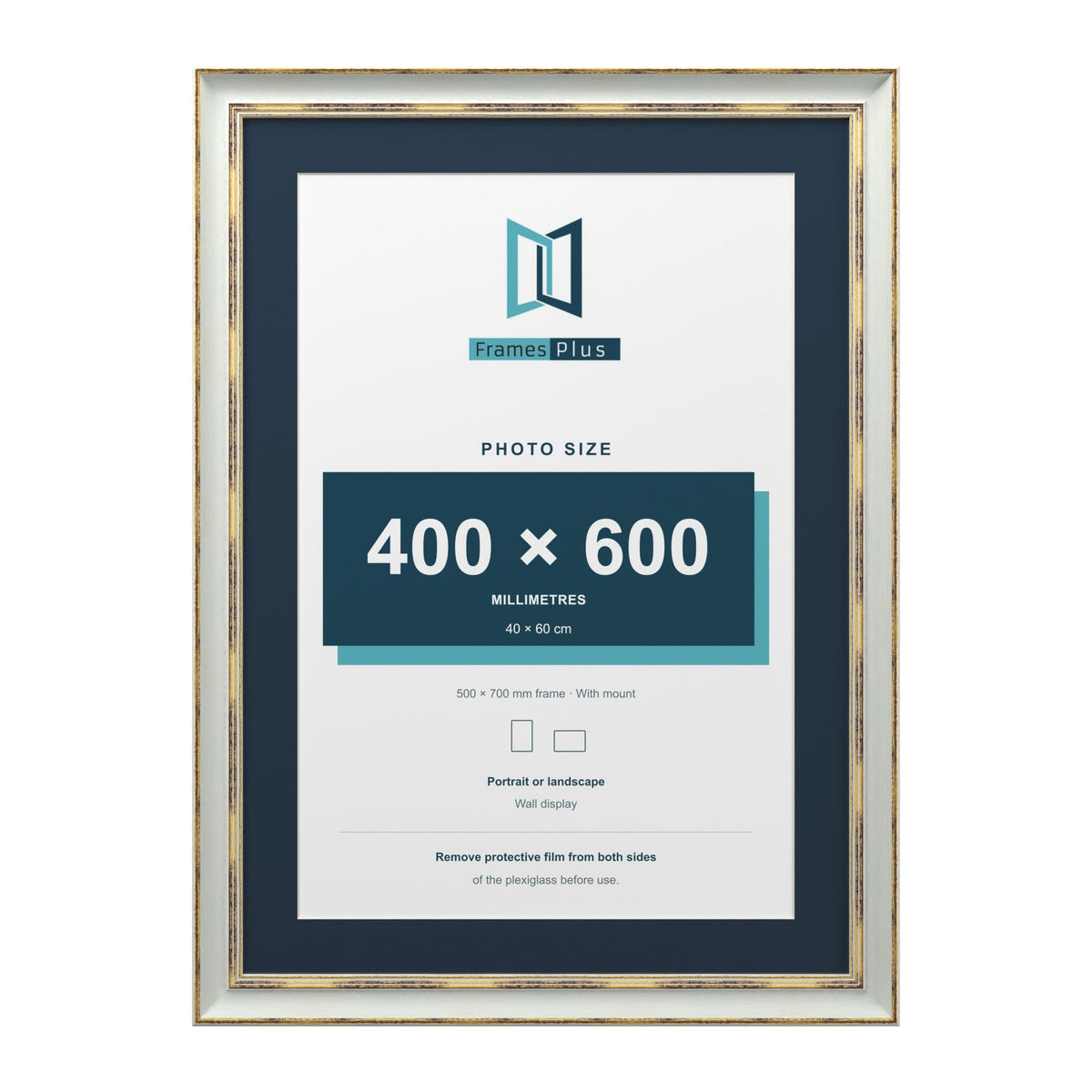 Cassis Light Grey 70 x 50 cm picture frame with a pacific blue mount for a 60 x 40 cm photo